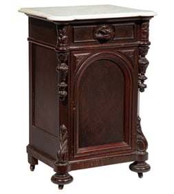 American Rococo Carved Walnut Bedside Commode