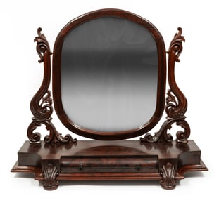 American Victorian Carved Mahogany Dressing Mirror