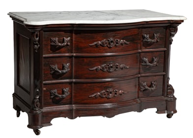 American Rococo Carved Rosewood Dresser 31 x 48 x 23 in. (78.7 x 121.9 x 58.4 cm.)