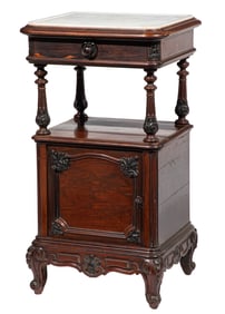 American Rococo Carved Rosewood Bedside Commode
