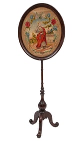 American Victorian Needlepoint Fire Screen