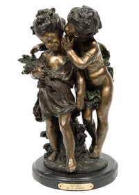 Bronze Figural Group of "Secret" 16 1/4 x 10 1/4 x 8 1/2 in. (41.3 x 26 x 21.6 cm.), Overall: 17 1/2