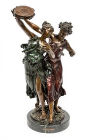 Patinated Bronze Figural Group of Two Dancers 23 x 12 1/2 x 11 1/2 in. (58.4 x 31.8 x 29.2 cm.),