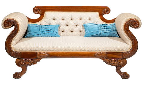 American Late Classical-Style Carved Mahogany Settee 38 1/2 x 25 x 75 1/2 in. (97.8 x 63.5 x 191.8 (1 of 3)