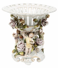 Meissen Style Polychrome and Gilt Figural Porcelain Centerpiece