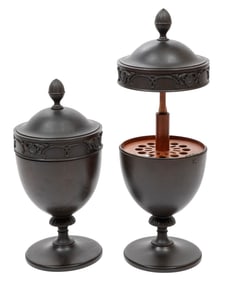 Pair of Adam-Style Carved Wood Urn-Form Knife Boxes