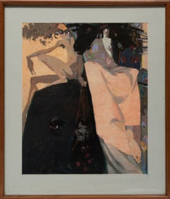 Don Wright, American/Louisiana 1938-2007, "Untitled: Surrealist Tableau", pastel on paper, 28 x 22