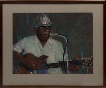 Don Wright, American/Louisiana 1938-2007, "Guitar Kelly (Joe Ridley's Club B R, La)", pastel on