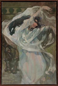 Don Wright, American/Louisiana 1938-2007, "A Dance for the King (Salom?)", oil on canvas, 36 x 24