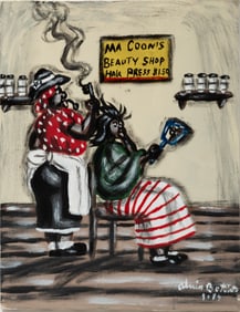 Alvin Batiste, American/Louisiana 1932-2007, "Ma Coon's Beauty Shop", "Mother & Child", "Cleaning
