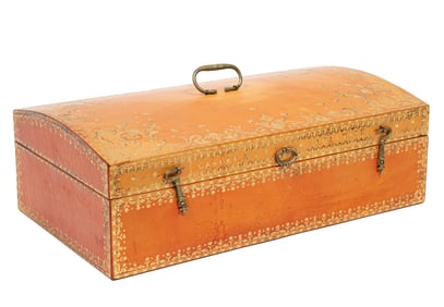 French Decorative Gilt-Tooled Leather Box, , 5 1/4 x 16 x 9 in. (13.3 x 40.6 x 22.9 cm.)