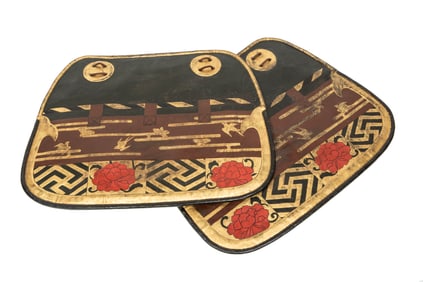Pair of Japanese Embossed and Lacquered Leather Saddle Flaps or Kurashiki