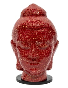 Modern Glass Mosaic Head of Buddha