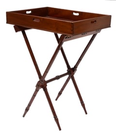 Georgian-Style Carved Mahogany Butler?s Tray on Stand