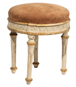 Neoclassical-Style Parcel Gilt & Painted Stool