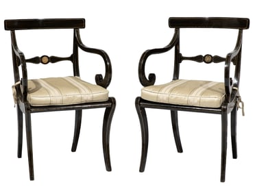 Pair of English Regency Faux Bois Armchairs 33 1/2 x 20 x 21 in. (85.1 x 50.8 x 53.3 cm.)