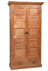 American Southern Carved Cypress Armoire 88 x 48 x 16 1/2 in. (223.5 x 121.9 x 41.9 cm.)