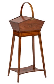 Edwardian Inlaid Satinwood Sewing Stand 38 1/2 x 15 1/2 x 12 in. (97.8 x 39.4 x 30.5 cm.)