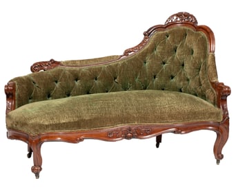 American Rococo Carved Rosewood M?ridienne 42 x 60 x 30 in. (106.7 x 152.4 x 76.2 cm.)