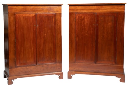 Pair of American Inlaid Mahogany Jewelry Cabinets