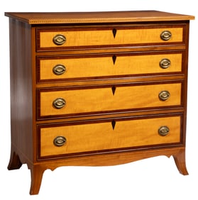American Federal-Style Inlaid Maple and Mahogany Chest of Drawers
