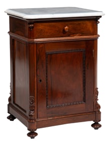 American Rococo Carved Rosewood Bedside Commode 29 1/2 x 21 1/2 x 18 in. (74.9 x 54.6 x 45.7 cm.)