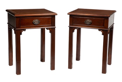Pair of Chippendale-Style Carved Mahogany Side Tables