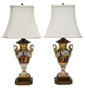 Pair of Paris Porcelain Urns Now Mounted as Table Lamps (1 of 5)