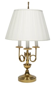 Contemporary Three Light Brass Bouillotte Table Lamp