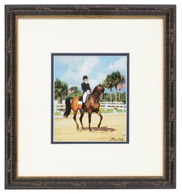 After Andre Pater, Polish/American b. 1953, "Dressage", reproduction print on cardstock laid on