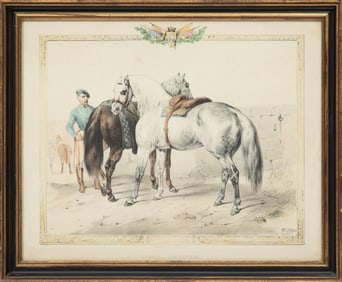 Continental School 19th c., "Chevaux Hanovriens" and "Petits Chevaux des Montagnes de L'ecosse", 2