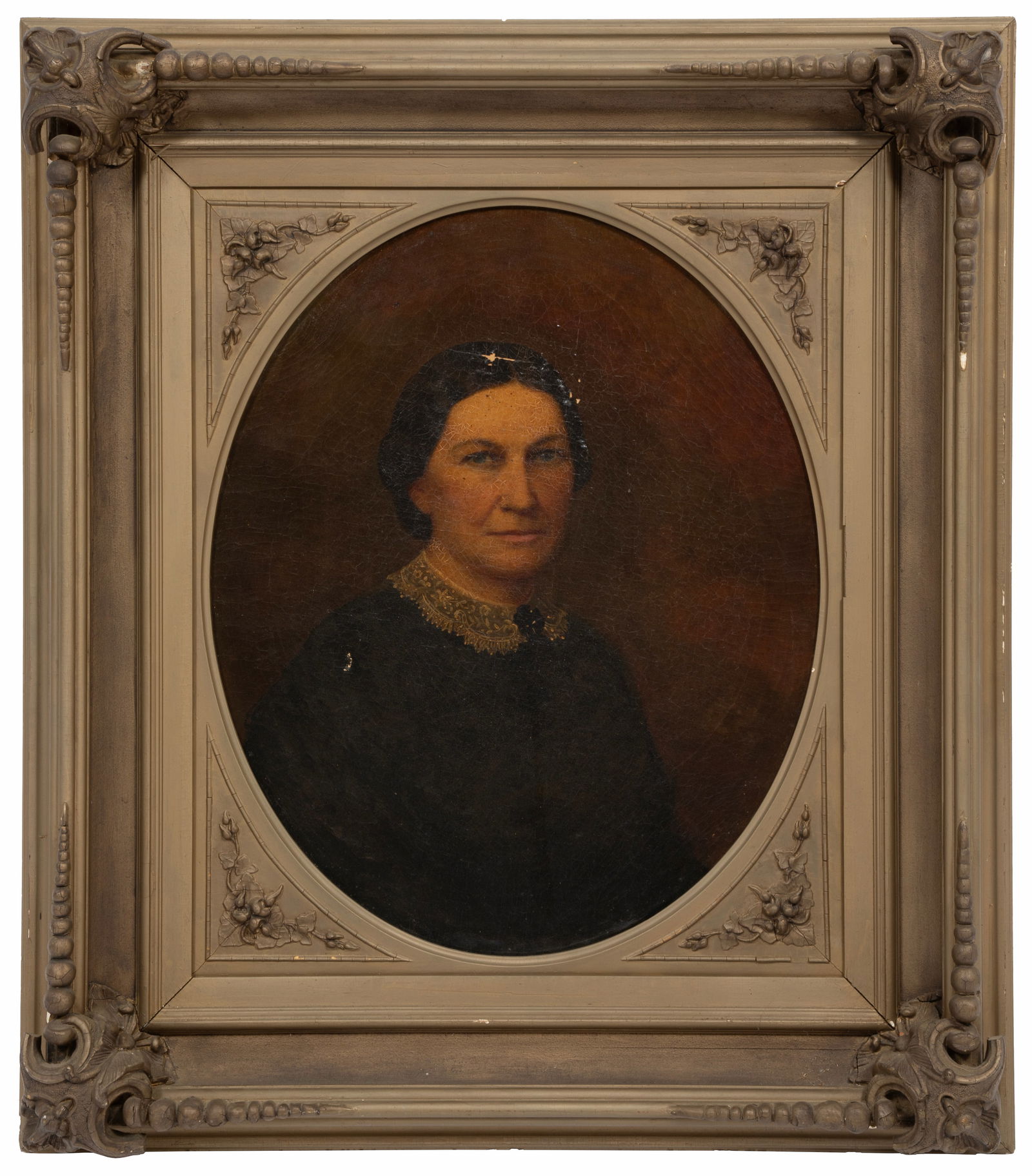 American School 19th/20th c., "Portrait of a Lady", oil on canvas, 27 x 21 3/4 in. (1 of 2)