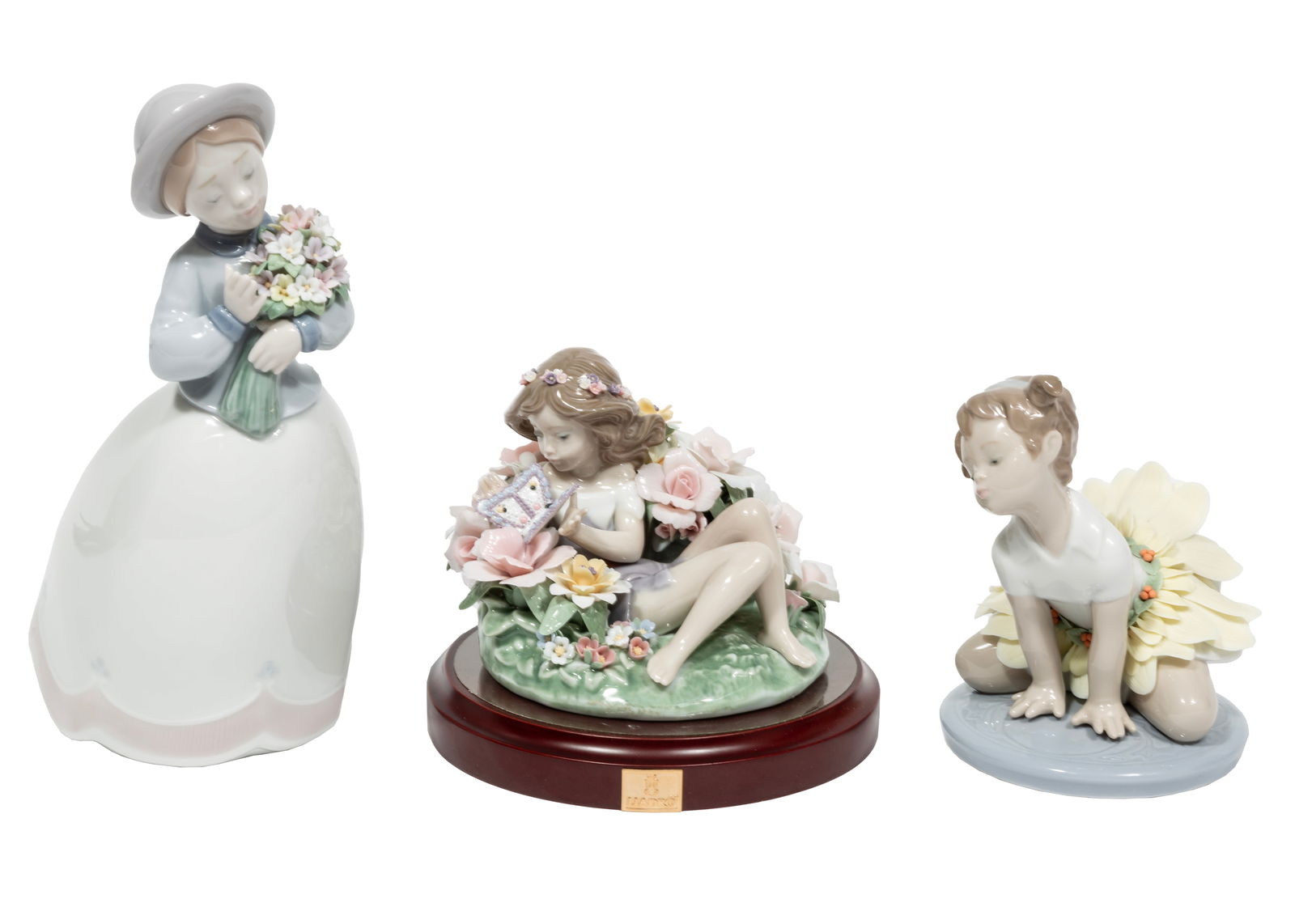 Three Lladró Porcelain Figures of Women and Children with Flowers (1 of 3)