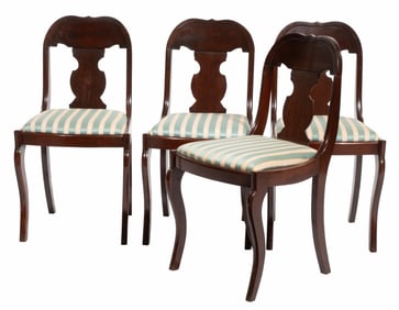 Set of Four American Late Classical Mahogany Gondola Chairs 33 1/2 x 17 1/2 x 15 1/2 in. (85.1 x