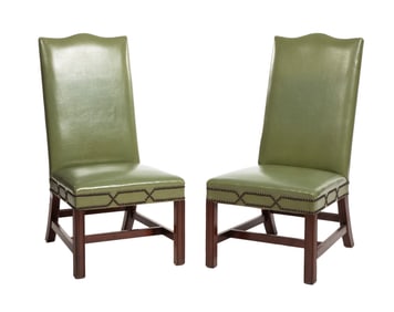 Pair of American Mahogany Highback Chairs 42 x 21 1/2 x 26 1/2 in. (106.7 x 54.6 x 67.3 cm.)