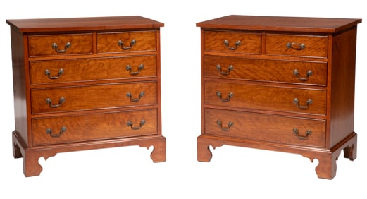 Pair of Georgian-Style Carved Mahogany Chest of Drawers