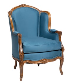 Louis XV-Style Carved Walnut Bergeres a l'Oreilles