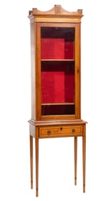 American Federal-Style Inlaid Pine Vitrine on Stand