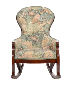 American Victorian Carved Mahogany Rocker 35 1/2 x 24 x 34 1/2 in. (90.2 x 61 x 87.6 cm.)