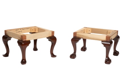 Two Queen Anne-Style Carved Mahogany Stools
