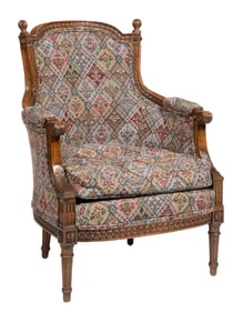 Louis XVI-Style Carved Oak Bergere