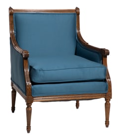 Louis XVI-Style Carved Oak Bergere