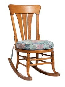 American Carved Oak Childs Rocking Chair