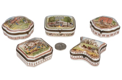 Cased Set of National Trust for Historic Preservation Porcelain Commemorative Boxes, by Porcelaines