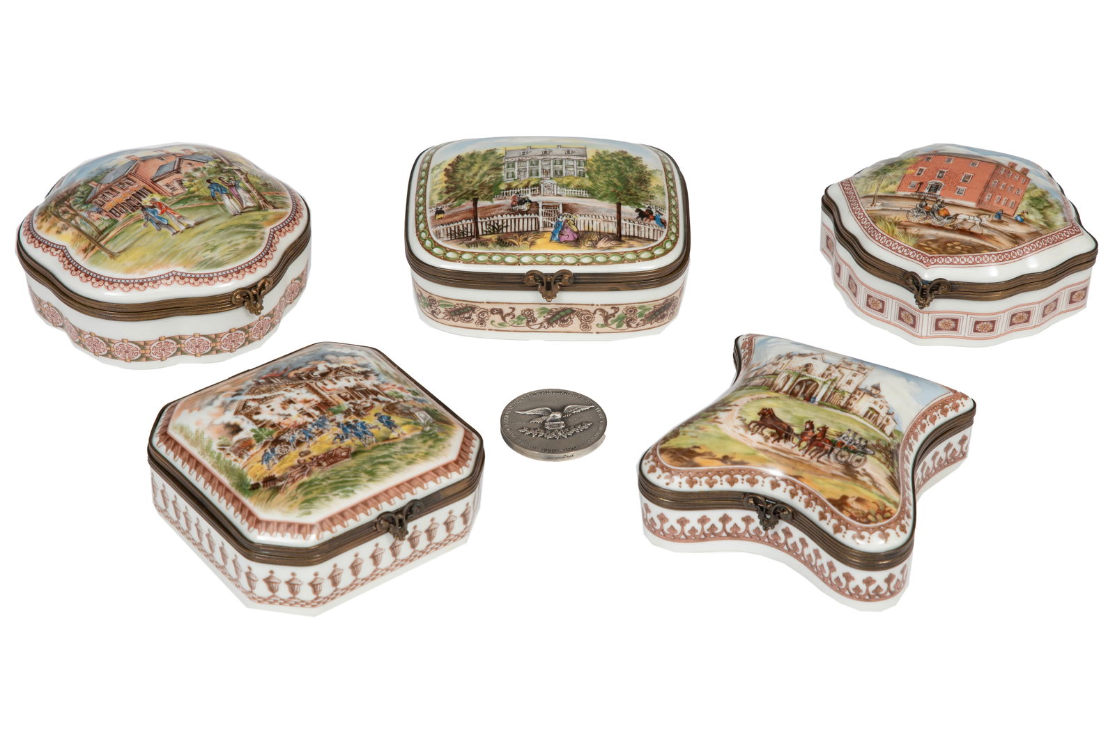 Cased Set of National Trust for Historic Preservation Porcelain Commemorative Boxes, by Porcelaines (1 of 3)