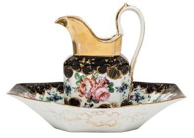 Old Paris Porcelain Wash Bowl and Pitcher
