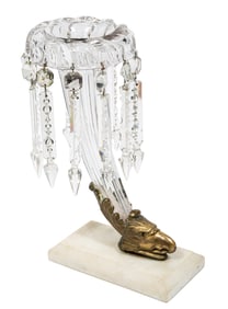 Antique French Gilt Bronze and Cut Crystal Rhyton or Cornucopia Vase