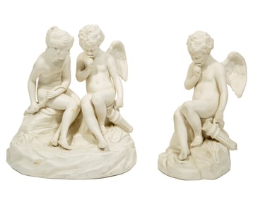 Two Parian Ware Figures of Winged Putti