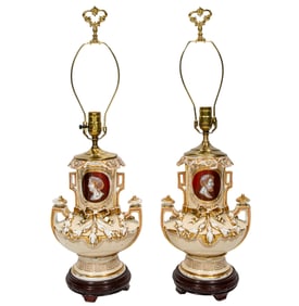 Pair of Paris Porcelain Vases Mounted as Table Lamps