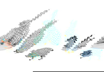 Group of Herend Fishnet Porcelain Animal Figurines (1 of 6)